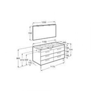 Pack meuble blanc 120 cm 6 tiroirs Debba Roca
