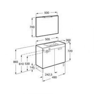 Pack meuble blanc 50 cm compact portes Debba Roca