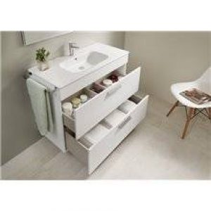 Pack meuble blanc 60 cm 2 tiroirs Debba Roca
