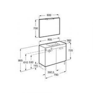 Pack meuble blanc 80 cm compact portes Debba Roca