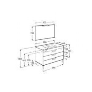 Pack meuble chêne 60 cm 3 tiroirs Debba Roca