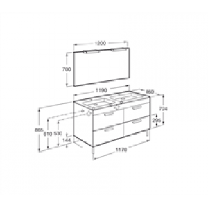 Pack meuble gris 120 cm 4 tiroirs Debba Roca