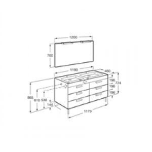 Pack meuble gris 120 cm 6 tiroirs Debba Roca