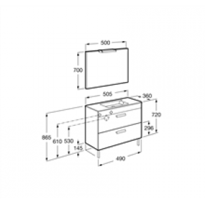 Pack meuble gris 50 cm compact 2 tiroirs Debba…