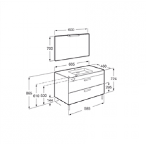 Pack meuble gris 60 cm 2 tiroirs Debba Roca