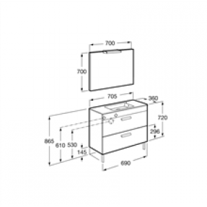 Pack meuble gris 70 cm compact 2 tiroirs Debba…