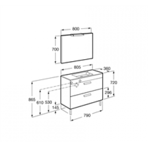 Pack meuble gris 80 cm compact 2 tiroirs Debba…
