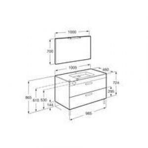 Pack meuble wengé 100 cm 2 tiroirs Debba Roca
