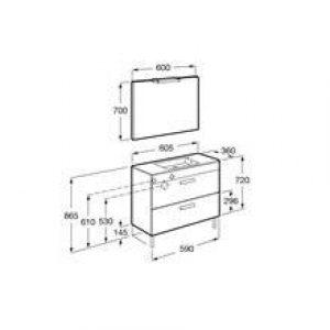 Pack meuble wengé 60 cm compact 2 tiroirs Debba…