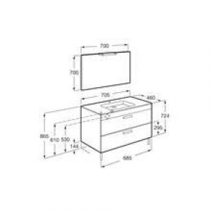Pack meuble wengé 70 cm 2 tiroirs Debba Roca