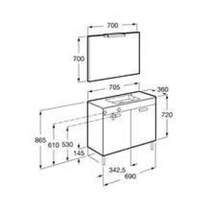 Pack meuble wengé 70 cm compact avec portes…