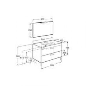 Pack meuble wengé 80 cm 2 tiroirs Debba Roca