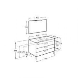 Pack meuble wengé 80 cm 3 tiroirs Debba Roca