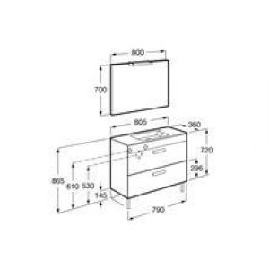 Pack meuble wengé 80 cm compact 2 tiroirs Debba…