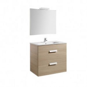 Pack Unik DEBBA 800 2 tiroirs, lavabo, miroir et applique LED