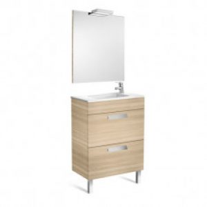 Pack Unik DEBBA compact  600 2 tiroirs, lavabo, miroir et appliques