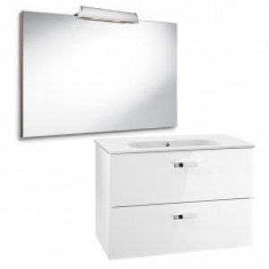 Pack Unik VICTORIA blanc Meuble 800x450mm Miroir Applique 2 LED