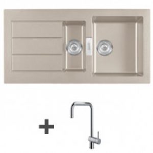 Pack évier Franke Sirius Tectonite « Café crème » 1-1/2 cuve + mitigeur COSTA