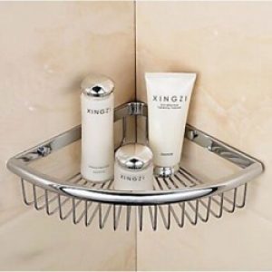 Panier de coin pour douche de style contemporain en laiton chromé