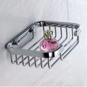 Panier de douche de style contemporain en laiton chromé avec fixation murale