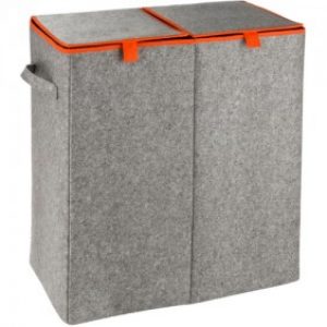Panier à linge – Feutre gris – 2 compartiments – 82 L