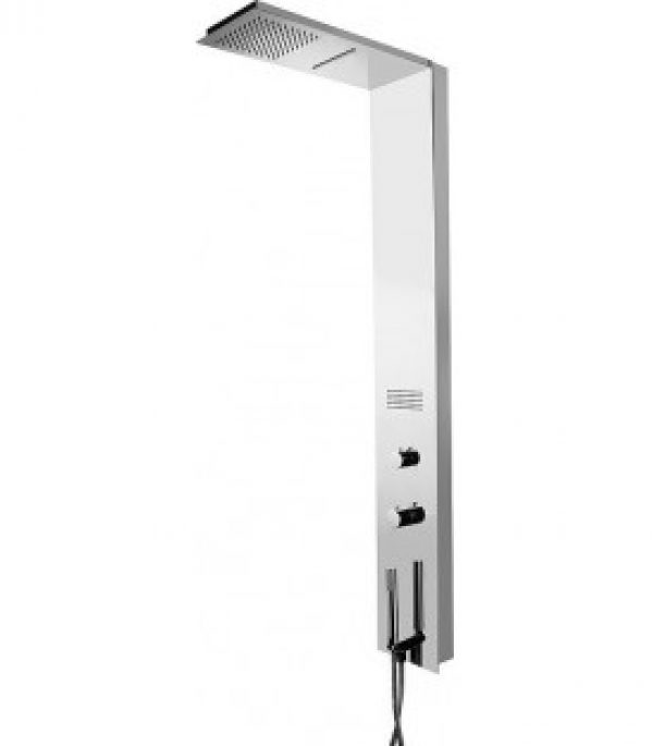 Panneau de douche mural Esben avec thermostat, inox poli