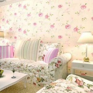 Papier peint contemporain intissé pour revêtement mural à motif en roses