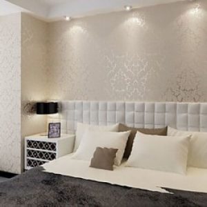 Papier peint contemporain intissé pour revêtement mural à motif floral damassé