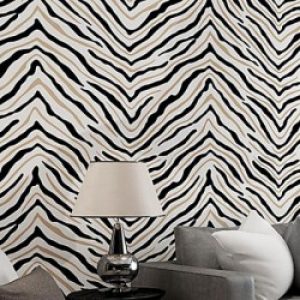 Papier peint contemporain pour revêtement mural à motif en rayures et aspect abstrait