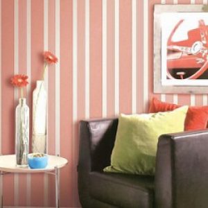 Papier peint contemporain pour revêtement mural à motif en rayures PVC