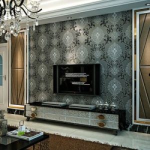 Papier peint contemporain pour revêtement mural à motif floral damassé