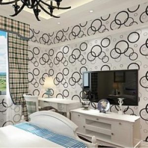 Papier peint contemporain pour revêtement mural à motif sous formes de cercles superposés