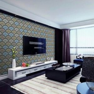 Papier peint de style rétro intissé à motif damassé