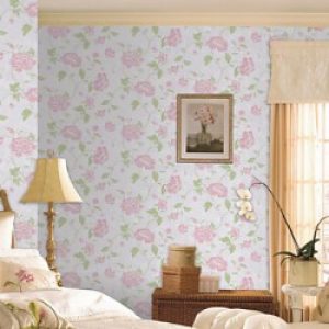 Papier peint de style rustique intissé pour revêtement mural à motif en roses