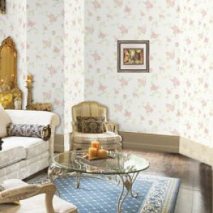 Papier peint de style rustique intissé pour revêtement mural à motif en roses