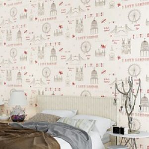 Papier peint mural en dessins pour décoration de chambre à coucher