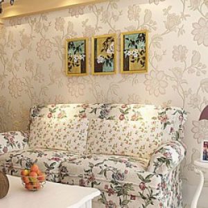 Papier peint mural intissé de style rétro avec motif 3D floral