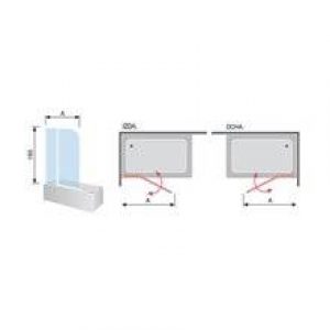 Paroi de baignoire fixe + porte pivotante TR563…