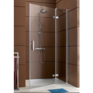 Paroi de douche fermée pivotante + partie fixe en ligne – profilé argent brillant Django