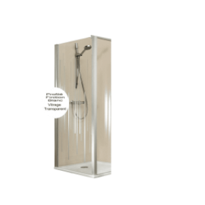 Paroi fixe – 80 cm – Profilé blanc – réversible & vitrage transparent