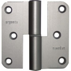 Paumelle à bouts ronds – nœud plat – aluminium anodisé argent – 80×80 mm