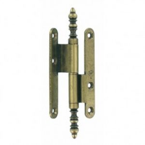 Paumelle rustiques menuiserie bois coudée à bouts ronds-Vieux laiton