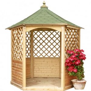 Pavillon hexagonal élégant 4.74m² en pin traité, diamètre 3.35m