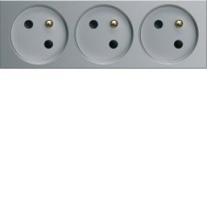 PC triple goul 2P+T 16A titane – APPAREILLAGE MURAL GALLERY HAGER WXF423T