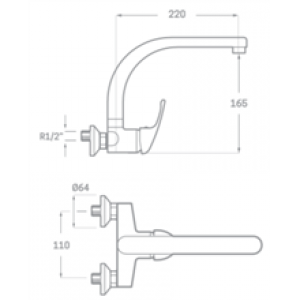 Petit robinet d’évier mural chromé Enkel SEVEN