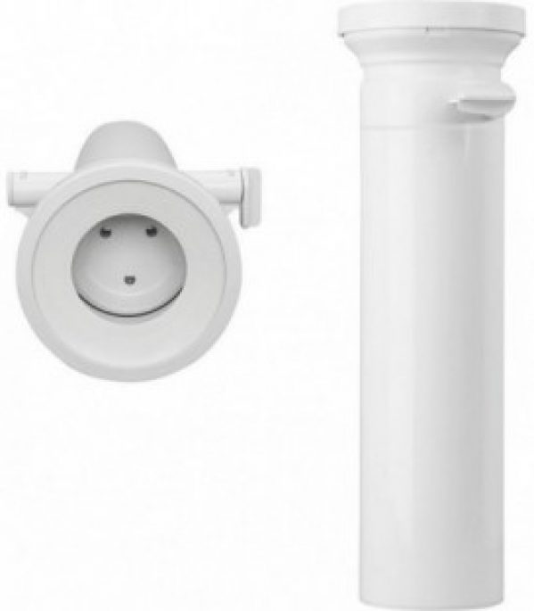 Pipe WC en PP droit + barrage anti-rats verrouillable longueur 400 mm
