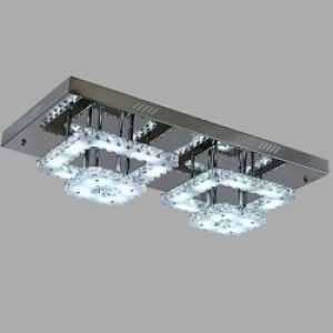 Plafonnier argenté à 2 lumières cristaux modernes