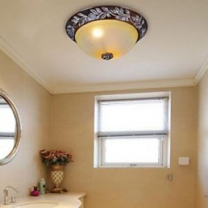 Plafonnier Argenté de style Classique à Store Jaune