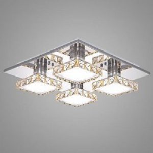 Plafonnier Carré à 4 lumières cristaux