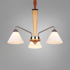 Plafonnier en Bois à 3 lumières blanches